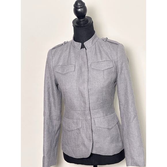 Banana Republic Women’s Military Style Gray Fitted Jacket Size 0P - Picture 1 of 16